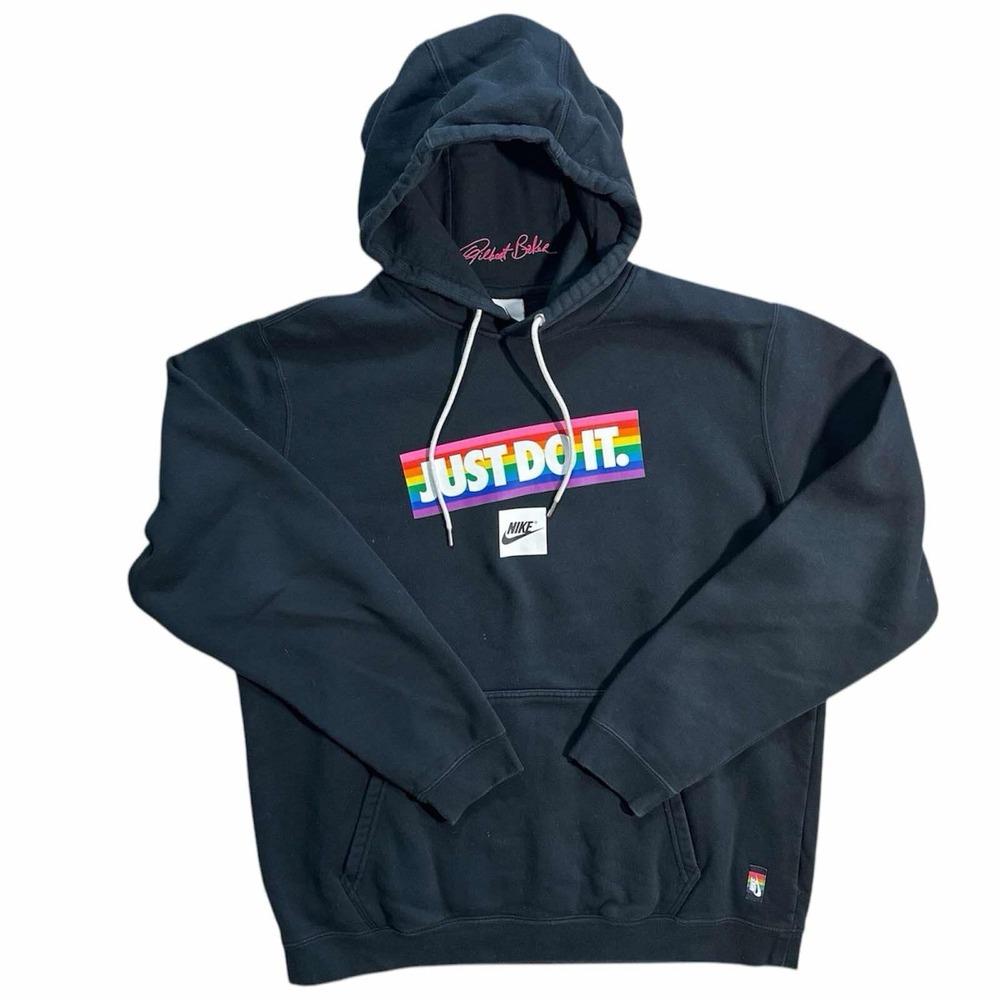 Nike Gilbert Baker‎ Rainbow Be True Long Sleeve Pull Over Hoodie Black Unisex XL